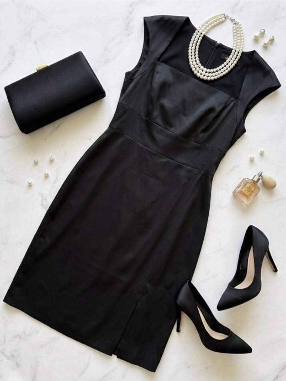 White House Black Market NWT Square Neckline Party Evening Little Black Dress